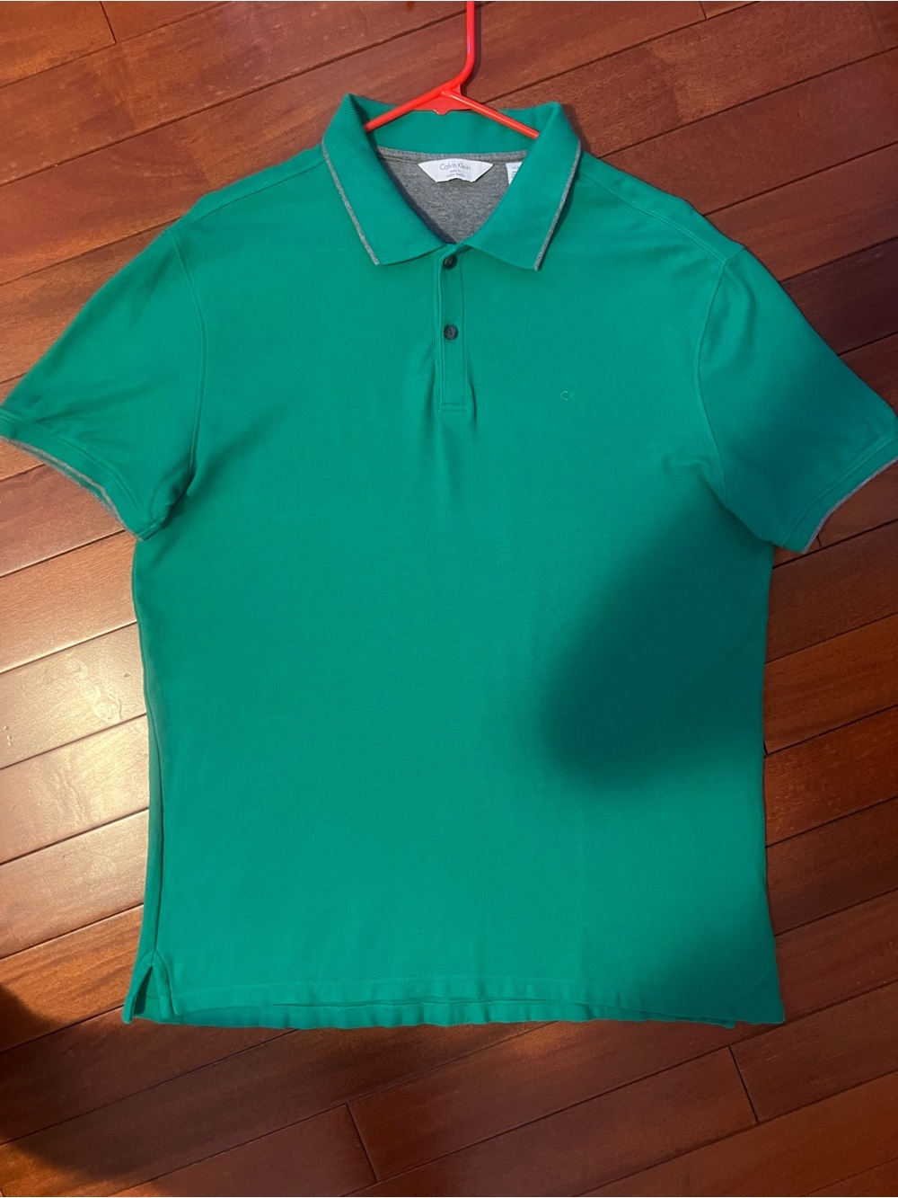 Calvin Klein Men's Teal Polo with Subtle Contrast Collar